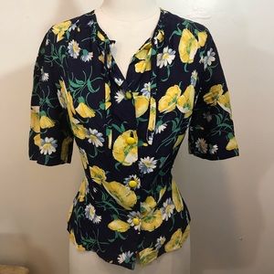 Vintage 1940s floral rayon top